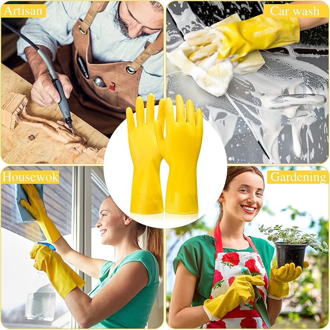 Gandeer 36 Pair Reusable Household Gloves Long Rubber Dishwashing Gloves Kitchen Cleaning for Dishes Clean Gardening