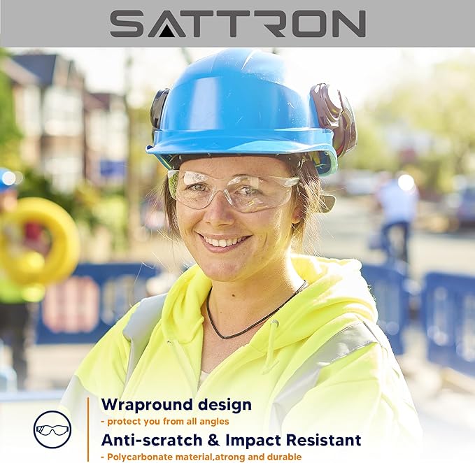SATTRON 48 Pack Clear Safety Glasses, Protective Eyewear for Men Women, UV Protection Safety Goggles ANSI Z87.1 Scratch & Impact Resistant Eye Protection for Construction, Sports, Lab, Shooting