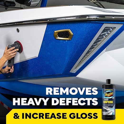 Meguiar’s Marine/RV One Step Compound, M6732, Removes Oxidation, Stains, Scratches, and Water Spots, Restores Color and Shine to Fiberglass Gel Coat Finishes, Christmas Gift Ideas for Car Dads, 32 Oz