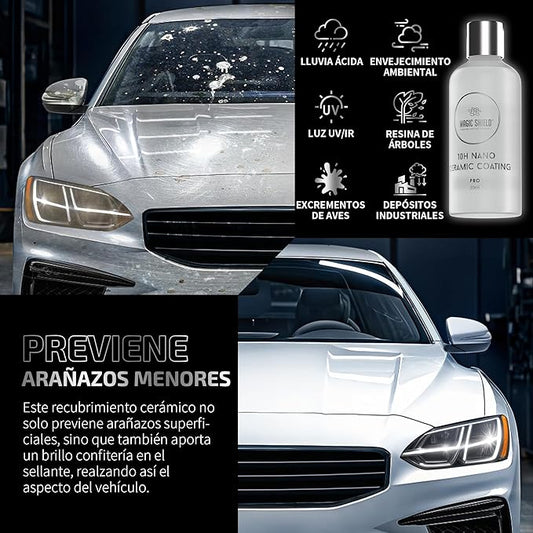 Magic Shield Ceramic Coating PRO 10H - Self-Healing | Long lasting for 2 cars+ | Advanced SiO2 Protection | Easy Application | Candy-Like Gloss | Perfect for Cars, Motorcycles, RVs, and Boats (50ml)