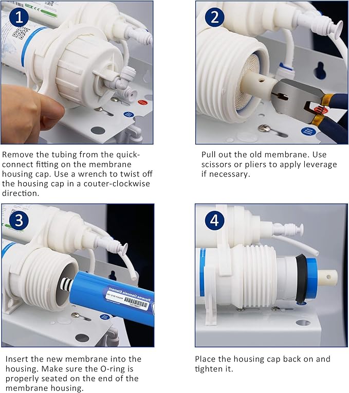 Membrane Solutions RO Membrane, 500 GPD Reverse Osmosis Membrane, 3.0"x12" Water Filter Replacement for Under Sink Home Drinking RO Water Purifier System