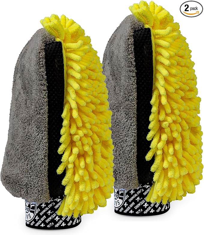 Chemical Guys Three-Way Premium Microfiber Wash Mitt 2 Pack – Ultra Plush Scratch-Free Wash Mitts for Cars, Trucks, Motorcycles & RVs – Safe for Paint, Chrome & Glass