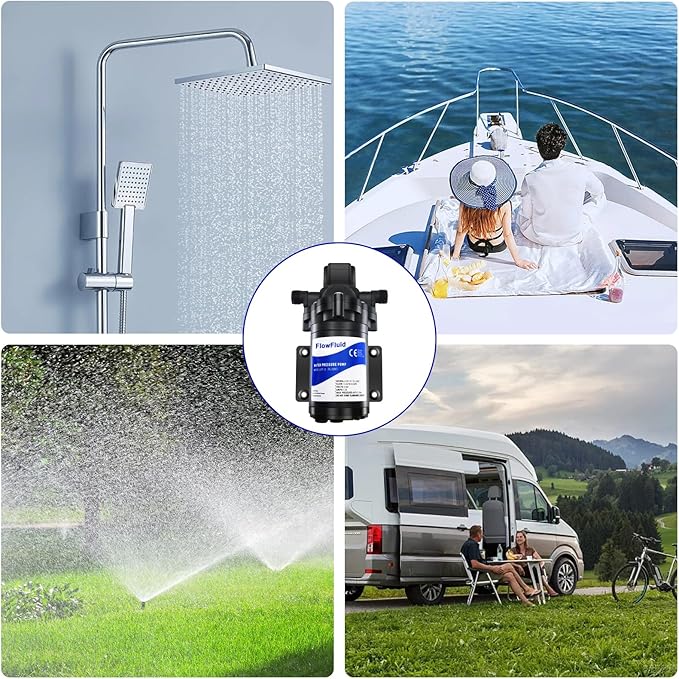 Water Pressure Booster Diaphragm Pump 110V AC for House,45PSI 4GPM Fresh Water Transfer Pump with Plug,On Demand Self-Priming Water Pump with Filter for RV Bathroom Kitchen Irrigation Spray
