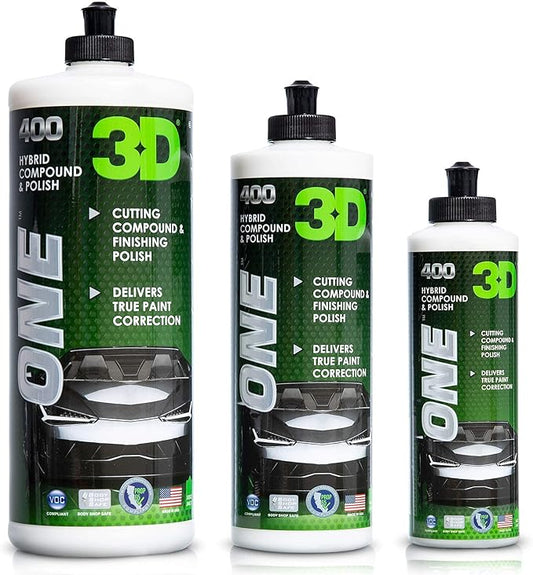 3D One Car Scratch & Swirl Remover Hybrid Rubbing Compound & Polish Buffing Compound for True Paint Correction 8oz Made in USA