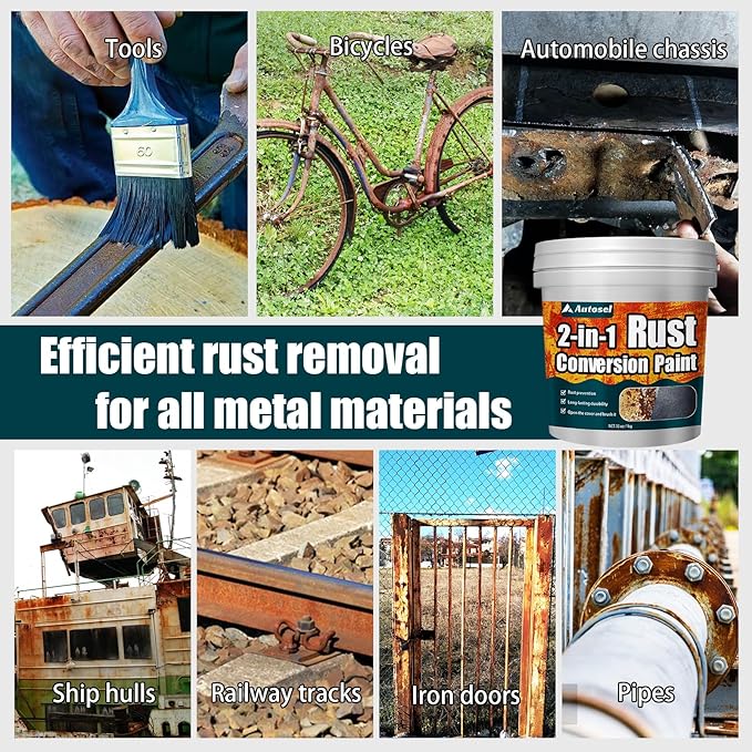 2-in-1 Rust Converter & Metal Primer, Stops Rust,Rust Inhibitor Paint for Metal, Rust Conversion Paint, Heat-Resistant Anti Rust Coating for Car, Marine, Industrial, Chassis, Long-Lasting (34.9 oz)