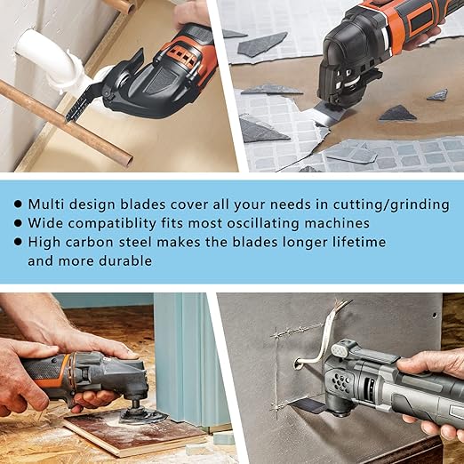 OTUCO 154 Pack Oscillating Saw Blades, Wood Metal Cutting Multitool Bi-Metal Blades Quick Release Tool Blades Kits Fit for Dewalt, Makita, Ryobi, Rockwell with Sanding Paper