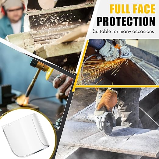 Kingdder 6 Pcs Clear Face Shield Replacement for Grinding and Cutting, 15x 8x 0.04 Inches Safety Faceshield Visors(Polycarbonate,Aluminum Edge)