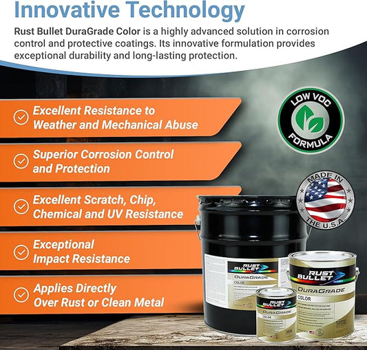 RUST BULLET DuraGrade Color - Orange - 5 Gallon - Advanced Technology Corrossion Control, Rust Inhibitor & Protective Coating, Exceptional Adhesion, UV Resistant