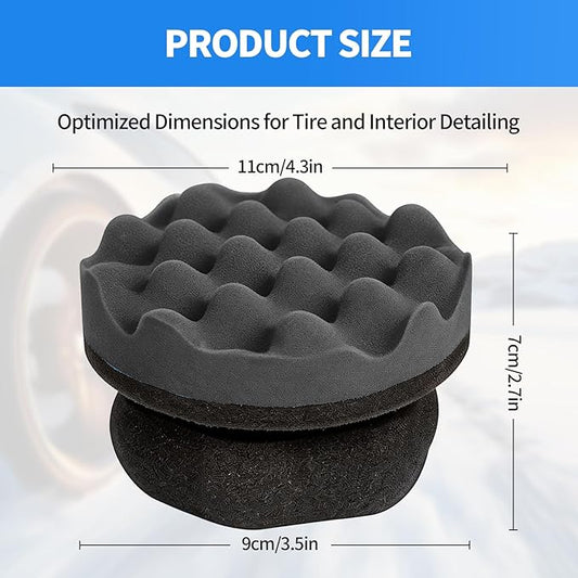 Tire Shine Applicator Pad,Wave Pattern Tire Dressing Applicator Sponge, Car Cleaning Supplies After Car Wash Tire Cleaner,Reusable Foam Pad for All Tire Types & Interior Cleaning
