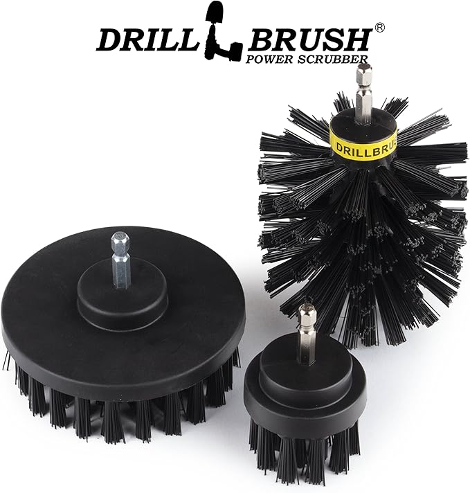 BBQ Scrubbing Brush Set - Electric Spin Scrubber Grill Accessories - Grill Brush Cleaning Kit with Extension - Outdoor Cleaning Supplies - Industrial Scrubbing - Driveway Cleaner