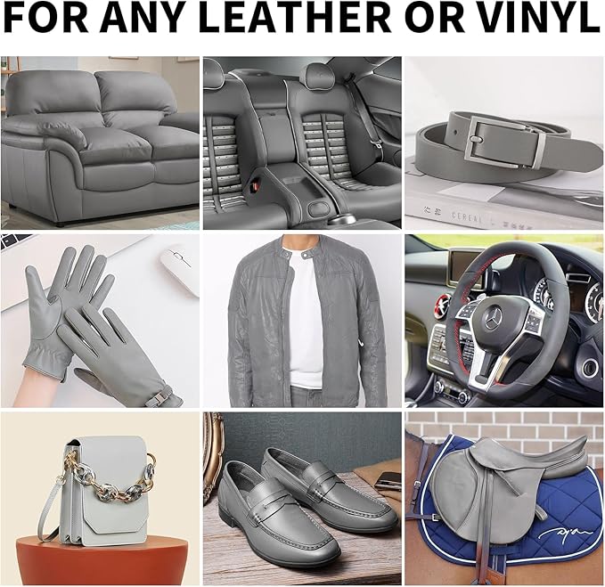 8.5 OZ Leather Recoloring Balm with 100ML Leather Conditioner - Gray Leather Repair Kit for Furniture, Leather Dye, Recolor, Renew, Repair & Restore Aged, Faded, Cracked, Peeling and Scuffed Leather