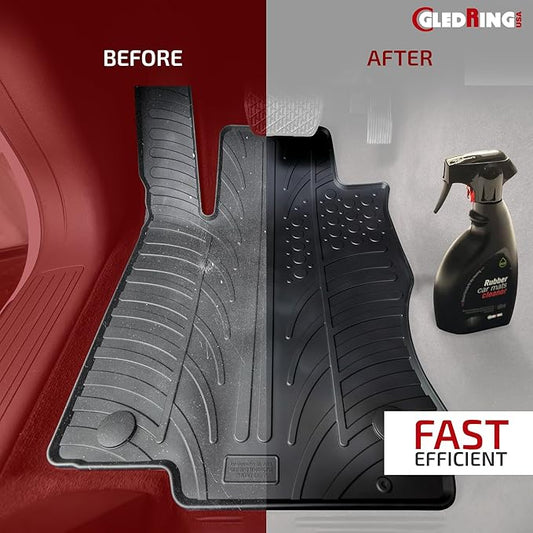 Gledring Rubber Car Mats Dry Wash Cleaner - Rubber Floor Mat Cleaner, Enviornment Friendly, Water Based, No Smell, does not Mark or Slip After Cleaning, Spray & Wipe - 16.9 oz (500 ml)