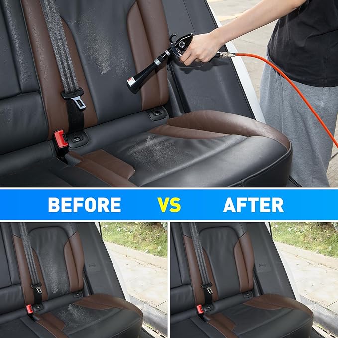 MYPIN Aluminium Car Cleaning Gun with Tapered Nozzle, 6-9.2Bar with 2 Set Nozzle, Pressure Air Blower Blow Gun Producing Powerful Blast of Air for Cleaning Cars, Velvet, Furniture and Carpets