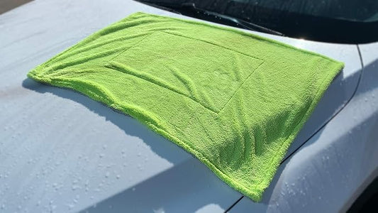 Autofiber Amphibian Dual Microfiber Car Drying Towel - One Side Twist, One Plush - 20 inch x 30 inch, Green/Gray