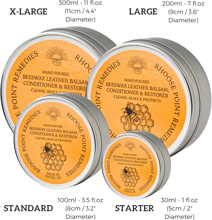 Premium Beeswax Leather Conditioner & Balm β Hand-Poured Natural Restorer for Boots, Bags, Jackets, Furniture, Car Seats & More β Cleans, Conditions & Protects β 1.0 Fl Oz