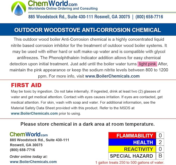 ChemWorld Boiler Rust Inhibitor - 1/2 Gallon - Treats up to 250 Gallons of Water
