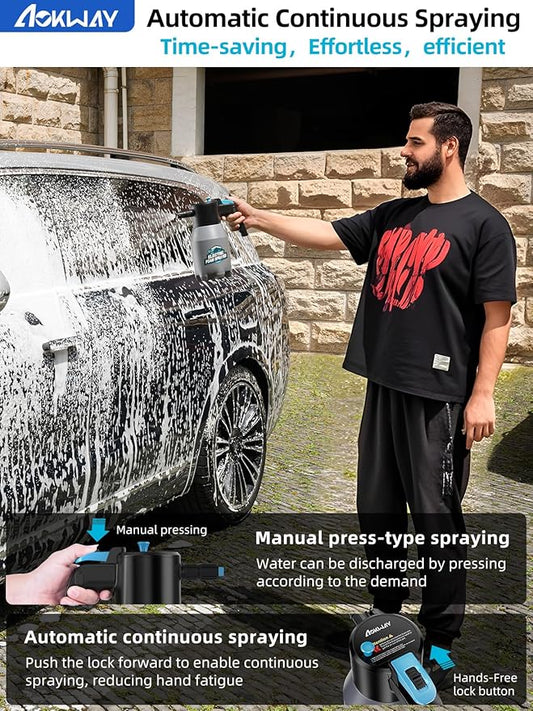 aokway Car Wash Kit Accessories Electric Foam Sprayer + Microfiber Drying Towel + Large Sponge, Car Wash Foam Gun, car Washing Kit Supplies, Soap Foaming Pump Sprayer for Home Household Cleaning