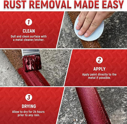 styleonme Water-based metallic paint, Anti-Rust Paint, Red 32 Fl Oz, Metal Primer & Preventive Coating, Rust Preventive Paint, Stop Rust and Corrosion Permanently (High-Gloss)