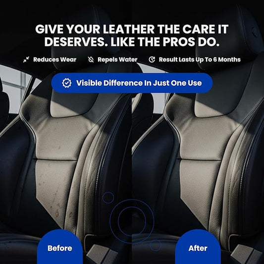 Nanotekas Leather Cleaner & Ceramic Coating Spray Kit: Long-Lasting Leather Protector for Tesla Vegan Leather, Car Seats, Furniture and Shoes – Universal Nano Ceramic Shield to Repel Dirt and Liquids