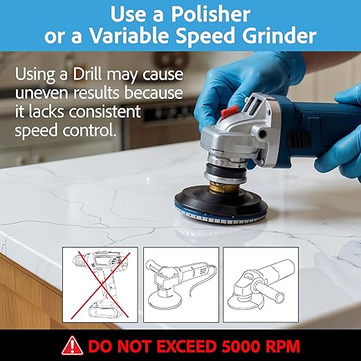 4 Inch Diamond Tile Polishing Pads for Grinder Polisher, 15 PCS Wet Dry Concrete Polishing Pads Kit including 5/8-11 Rubber Backer Pad and 30-3000 Grit Polishing Pad for Marble, Granite Polishing (15)