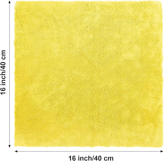 Shimeyao 30 Pcs Edgeless Microfiber Plush Towels for Cars Detailing Drying Wash Polishing Absorbent Cleaning Cloths, 500 GSM(16 x 16 Inch, Yellow)