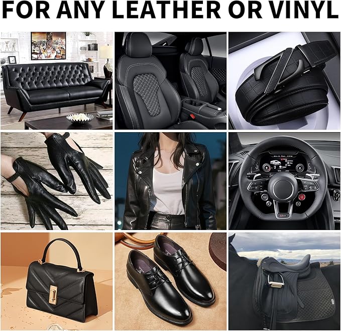 8.5 OZ Leather Recoloring Balm with 100ML Leather Conditioner - Black Leather Repair Kit for Furniture, Leather Dye, Recolor, Renew, Repair & Restore Aged, Faded, Cracked, Peeling and Scuffed Leather