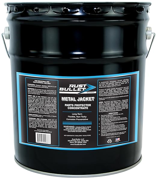 Rust Bullet Metal Jacket - Clear Amber - 5 Gallon - Flexible, Removable Film Protection for Metal, Seal Machinery, Equipment, Tools & Parts Against Corrosion
