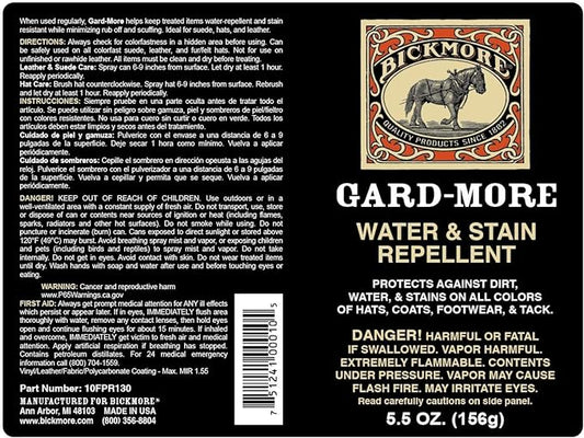 Bickmore Gard-More Water & Stain Repellent 5.5oz- Leather Protector and Suede Protector Waterproofing Spray Guard for Boots, Shoes, Clothing, Hats, Jackets & More