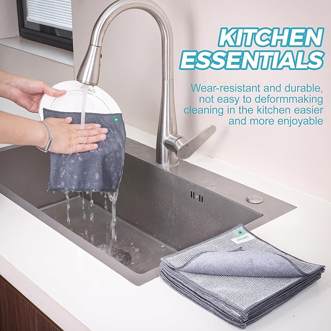 UAFAP 12Pcs New Upgrade 2-Layer Non Scratch Wire Dishcloth,Wire Dishwashing Rag,Reusable Quick-Dry Odor-Free Scrub Cloths for Dishes, Kitchen Cleaning Dish Rags for Cookware,Sinks, Dishes,Stove 