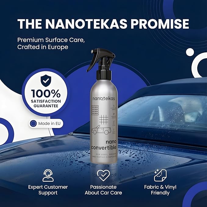 Convertible Nano Ceramic Coating for Car Roofs - Waterproof Hydrophobic Coating for Cabrio Tops - Fabric & Vinyl Friendly Soft Top Cleaner - 250 ml Long-Lasting Roof Coating Protectant