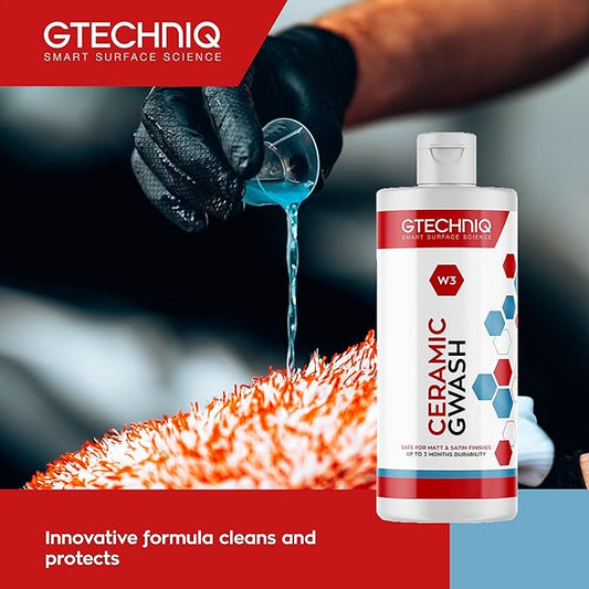 Gtechniq Car Shampoo. 2-in-1 Ceramic GWash and Hydrophobic Coating for Car Cleaning. Cleans and Repels Dirt, Car Cleaner for Up to 3 Months Protection, Super Concentrated - 500ml