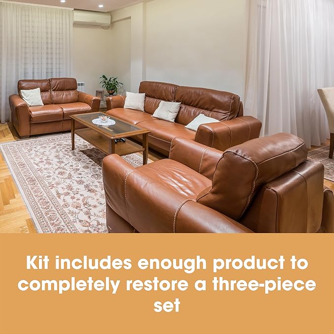 Furniture Clinic Leather Complete Restoration Kit | with Leather Recoloring Balm, Cleaner, 2-in-1 Protection Cream & Conditioner, Sponge, and Cloth | Repair Kit for Furniture (White)