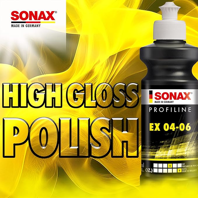 SONAX EX 04-06 Dual Action Polishing Compound | One-Step Medium Cut & High Gloss Finish | Removes Swirls, Water Spots & Oxidation | DA Polisher Safe | Silicone-Free & VOC Compliant | 242500 | 5L