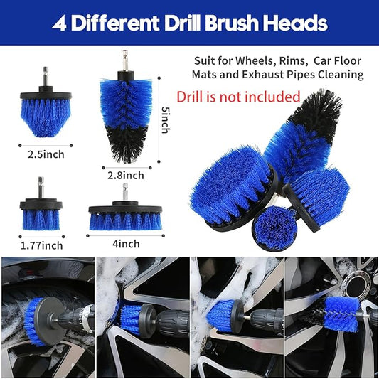 Qydipclin 34Pcs Car Detailing Kit, Car Detailing Brush Set, Car Wash Cleaning Kit, Car Detailing Brushes, Professional Car Care Kit for Interior Exterior Wheels, Blue