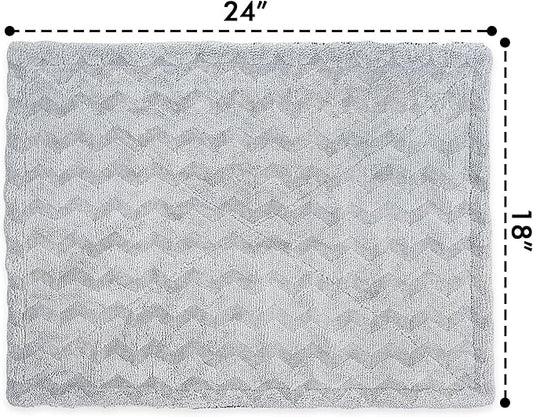 Greenfound Microfiber Towel for Cars, 1000GSM Car Drying Towel, Double Twist Pile & Edgeless Design, No Streaks, Scratches, or Water Spots, Soft and Absorbent, 18"×24", Wave Silver&Grey