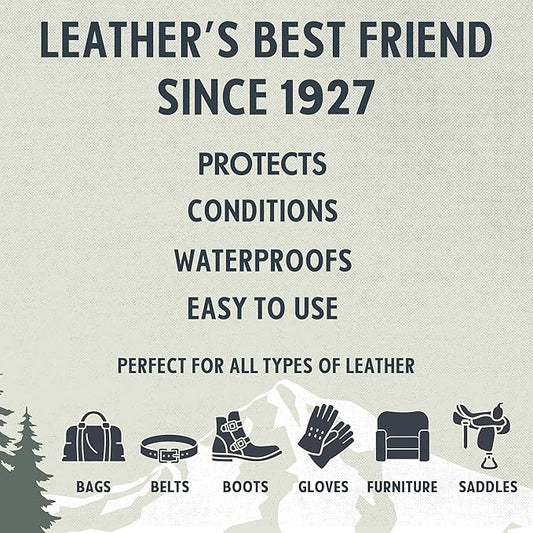 Snowshoe Leather Conditioner, Made in USA Since 1927 - Protect, Condition, Restore & Waterproof - Leather Conditioner for Furniture, Couch, Purses, Shoes, Boots, Gloves, Saddles (8 oz)
