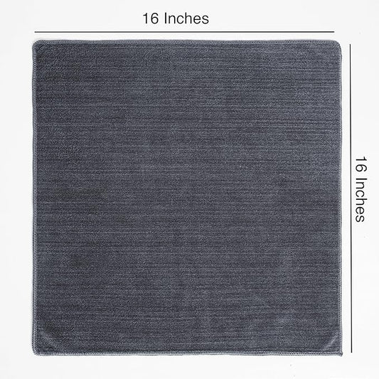 Rosyn Premium 420 GSM Microfiber Cloth Black 16x16 Inches - Luxury Scratch-Free Detailing Towel for Cars, Yachts, Boats & Watches - Ultra Soft, Lint-Free, Highly Absorbent (Large, 12, Count)