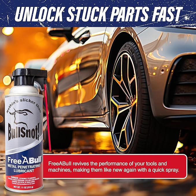 BullSnot FreeABull Metal Penetrating Lubricant (1 can) – Rust & Corrosion Remove – Frees Rusted Parts, Stops Squeaks, Cleans & Protects – Silicone-Free, Professional Strength – Made in USA