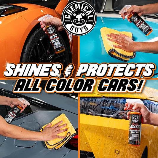Chemical Guys HydroBlitz Ceramic Spray Wax with Carnauba - Hybrid Car Wax Spray Formula for Cars, Trucks, SUVs and RVs, Boosts Gloss, Protection & Water Beading on Paint, Glass and Wheels, 16 fl oz