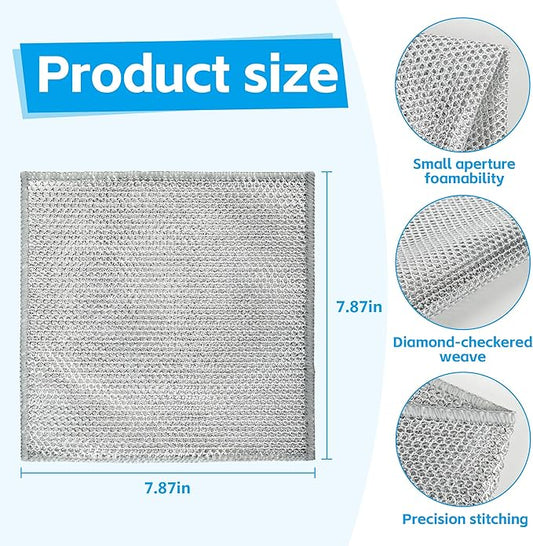WYDZKJ 12Pack Multipurpose Wire Dishwashing Rags, Upgrade Non Scratch Wire Dishcloth, for Wet and Dry Use, Reusable Metal Scrubbing Microfiber Clean Cloths for Home/Kitchen/Stove