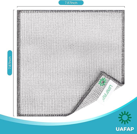 UAFAP 12 PCS Non Scratch Wire Dishcloth, Cleans Fast Without Scratching, Stands Up to Stuck-on Grime, Multi-Surface Safe, Wire Dishwashing Rag Cleaning Power for Everyday Jobs 7.87“ x 7.87”