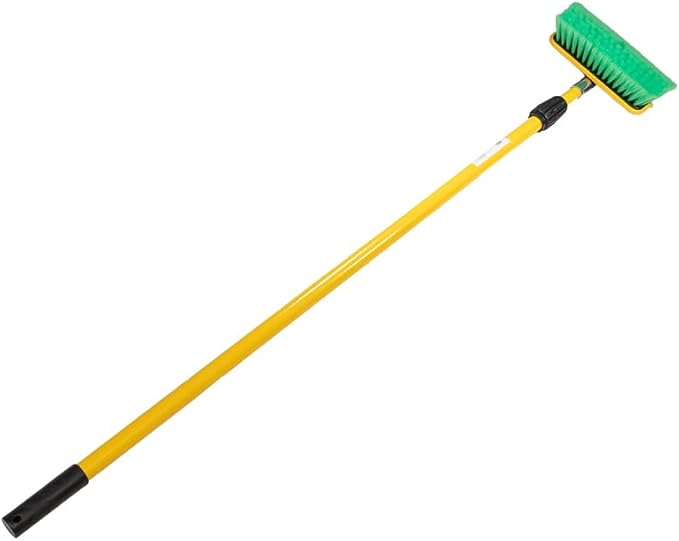 Mytee Products 4 Pack 10" Bi-Level Car Wash Brush and 4' to 8' Extendable Handle w/Soft Bristles Suitable for Auto RV Truck Boat Camper Exterior Washing Cleaning, Green