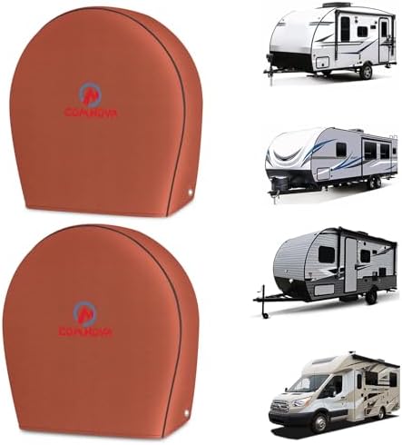 Comnova RV Tire Covers 2 Pack - 600D Tough Tire Wheel Cover Protector for RV, Truck, SUV, Trailer, Camper, Boat and Van, Waterproof & Heavy Duty Tire Cover, Fits Tire Diameters 23-25 Inch