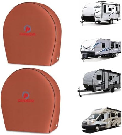 Comnova RV Tire Covers 2 Pack - 600D Tough Tire Wheel Cover Protector for RV, Truck, SUV, Trailer, Camper, Boat and Van, Waterproof & Heavy Duty Tire Cover, Fits Tire Diameters 23-25 Inch