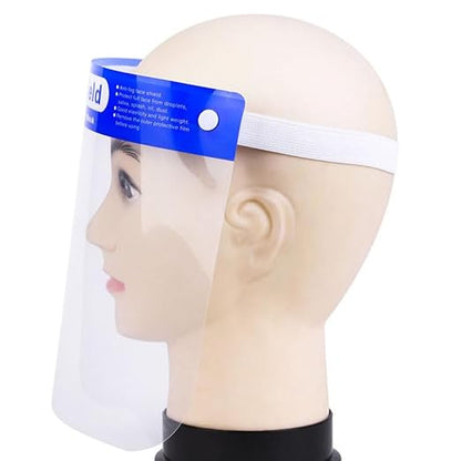 EYEGLASSTOR 20 Pcs Face Shield, Anti-Fog Clear Full Face Shield Mask - Adjustable Headband & 12.52 Inch Extended Coverage, Reusable PET Plastic PPE Splash Proof Face Protection