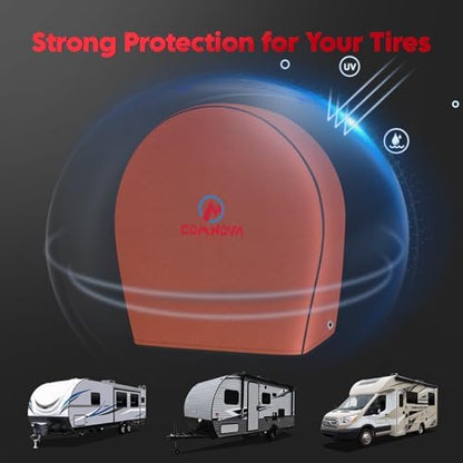 Comnova RV Tire Covers 4 Pack - Tough Tire Wheel Protector for Truck, Travel Trailer, SUV, Camper, Boat, Van, 600D Waterproof Rain Protector Tire Cover, Fits Tire Diameters 30-32 inch