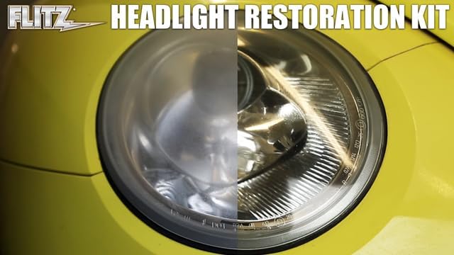 Flitz Car Headlight Restoration Kit - USA-Made Headlight Cleaner and Restorer Kit - Includes 1.7oz Polish, 1.7oz Sealant, 3" Buff Ball, and Scuff Pad - Removes Scratches & Yellowing on Automotive Lens