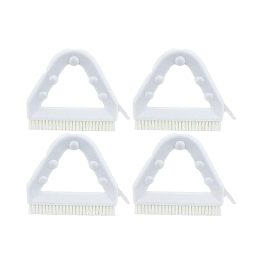SPARTA Plastic Commercial Grout Brush, Triangle-Shaped Scrub Brush with Scraper and Two Threaded Holes for Attaching Handle (Sold Separately), 9 x 7 x 7 Inches, White, (Pack of 4)