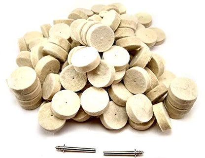 Drilax 1-Inch Polishing & Buffing Wheel Kit for Dremel – 100 Pcs with 2 Mandrels – 50% Thicker Wheels for Jewelry, Metal & Resin Shine