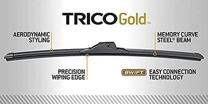 TRICO Gold 20" + 19" Premium Automotive Replacement Windshield Wiper Blades (Set of 2), Passenger and Driver Side All-Weather Beam Wiper Blades for Select Vehicle Models